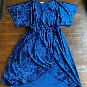Blue crushed velvet dress